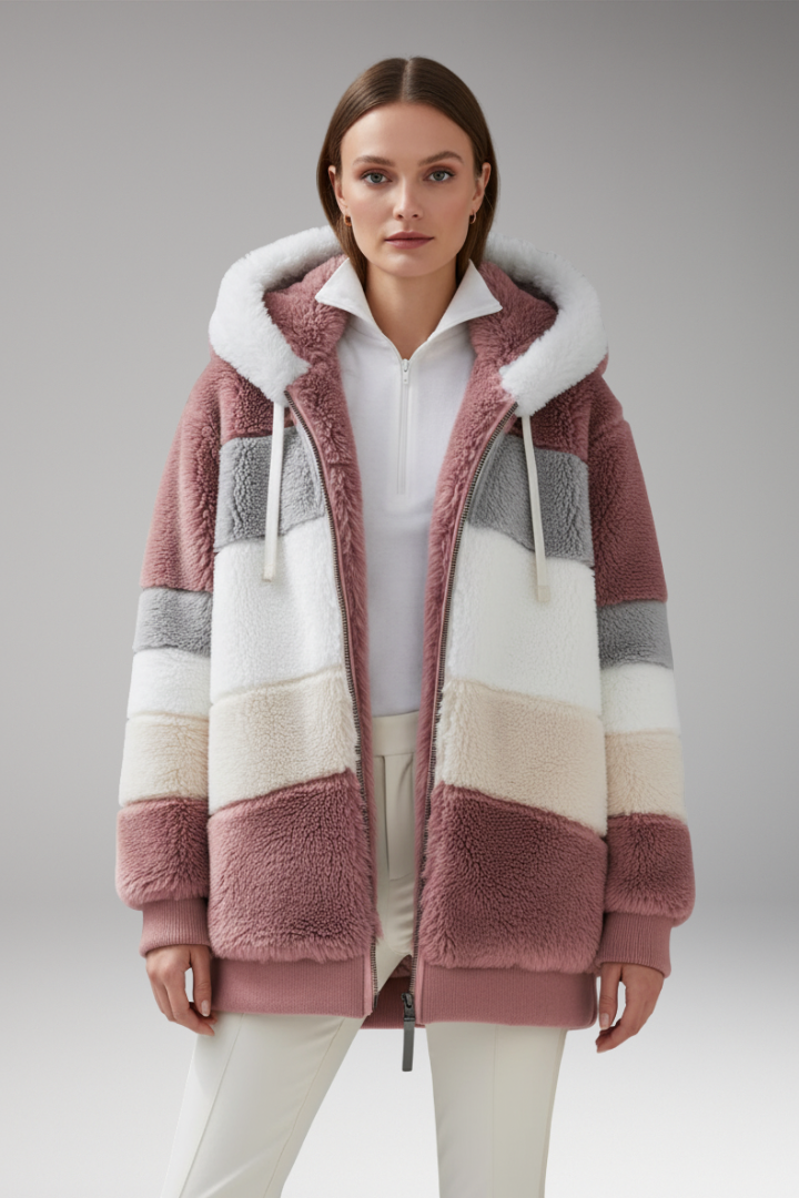 Women's Hooded Zip Coat Textured
