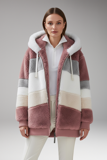 Women's Hooded Zip Coat Textured
