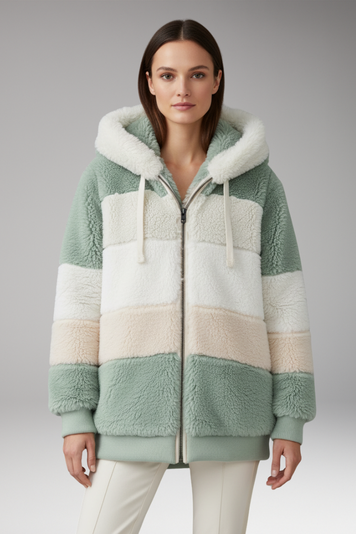 Women's Hooded Zip Coat Textured