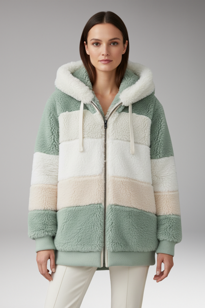 Women's Hooded Zip Coat Textured