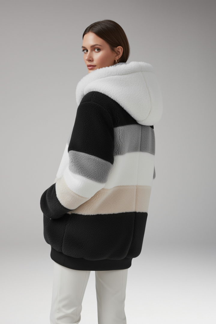 Women's Hooded Zip Coat Textured