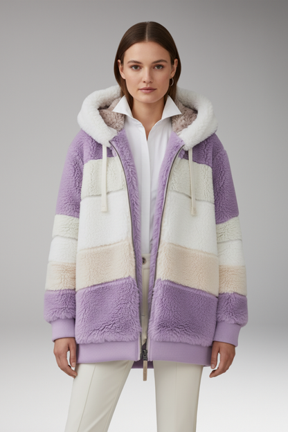 Women's Hooded Zip Coat Textured