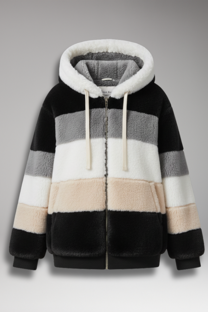 Women's Hooded Zip Coat Textured - 
Fashinoza