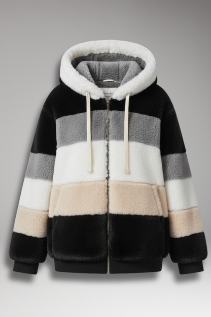 Women's Hooded Zip Coat Textured - 
Fashinoza