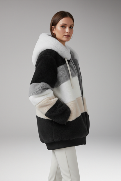 Women's Hooded Zip Coat Textured