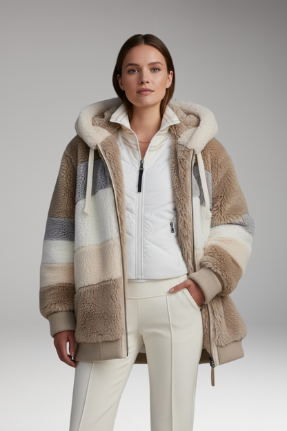 Women's Hooded Zip Coat Textured