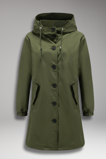 Women's Hooded Jacket Drawstring Button Closure - 
Fashinoza