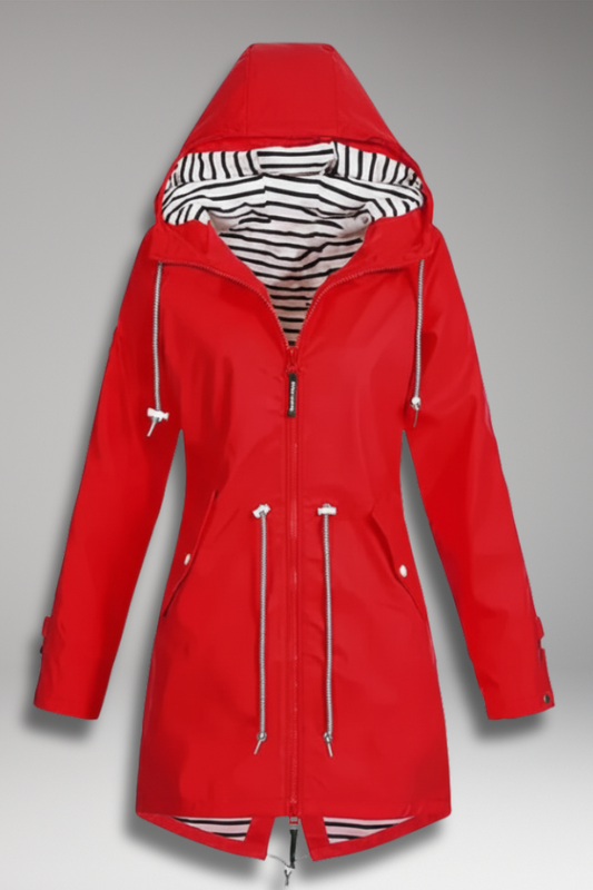 Women's Hooded Zip Jacket Drawstring Waist - 
Fashinoza
