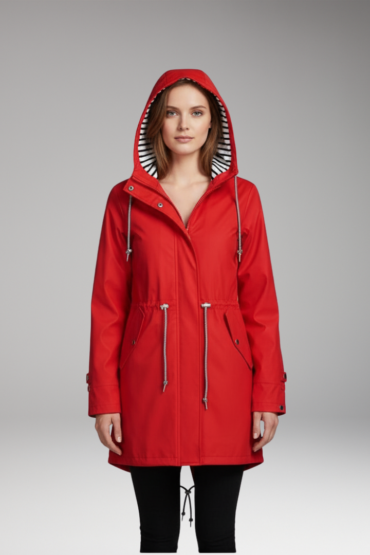 Women's Hooded Zip Jacket Drawstring Waist