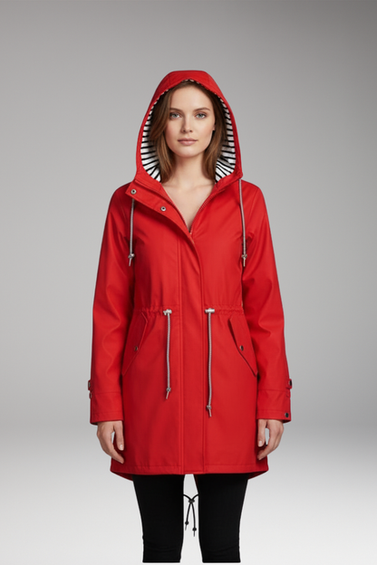Women's Hooded Zip Jacket Drawstring Waist