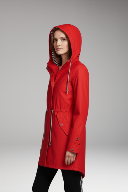 Women's Hooded Zip Jacket Drawstring Waist