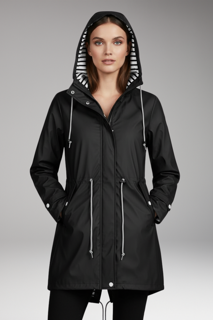 Women's Hooded Zip Jacket Drawstring Waist