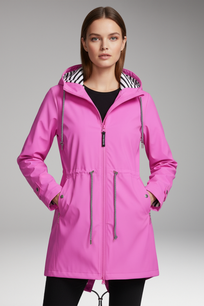 Women's Hooded Zip Jacket Drawstring Waist