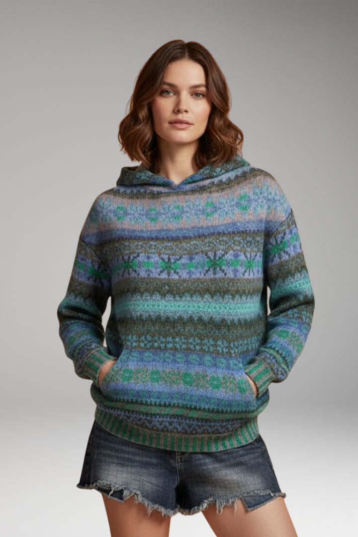 Women's Knit Hoodie Ribbed Cuffs