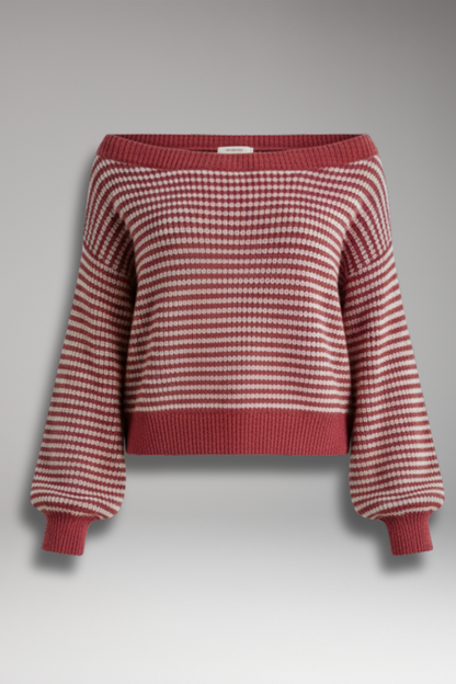 Women's Drop Shoulder Sweater Lantern Sleeves Knit - 
Fashinoza