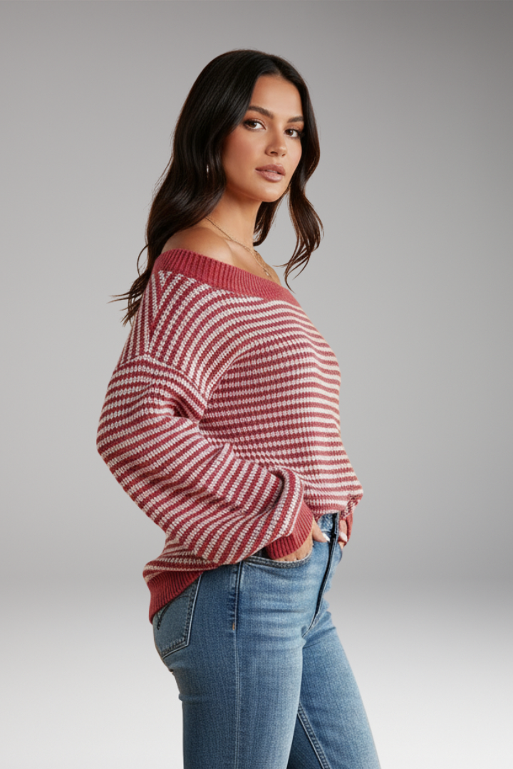 Women's Drop Shoulder Sweater Lantern Sleeves Knit