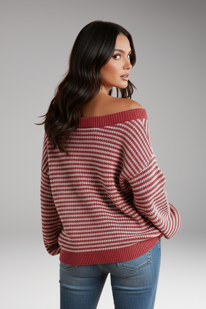 Women's Drop Shoulder Sweater Lantern Sleeves Knit