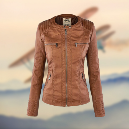 Women's Leather Jacket With Hood Casual Black - Fashinoza