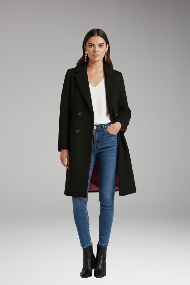 Women's Long Button Coat With Pockets