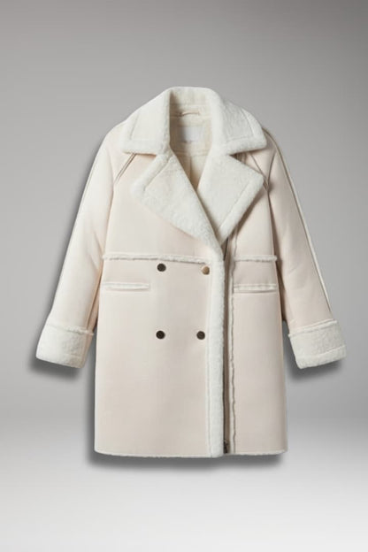 Women's Faux Fur Trim Long Coat Button Front - 
Fashinoza
