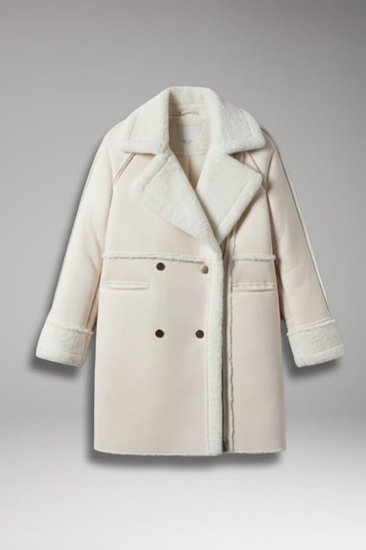 Women's Faux Fur Trim Long Coat Button Front - 
Fashinoza