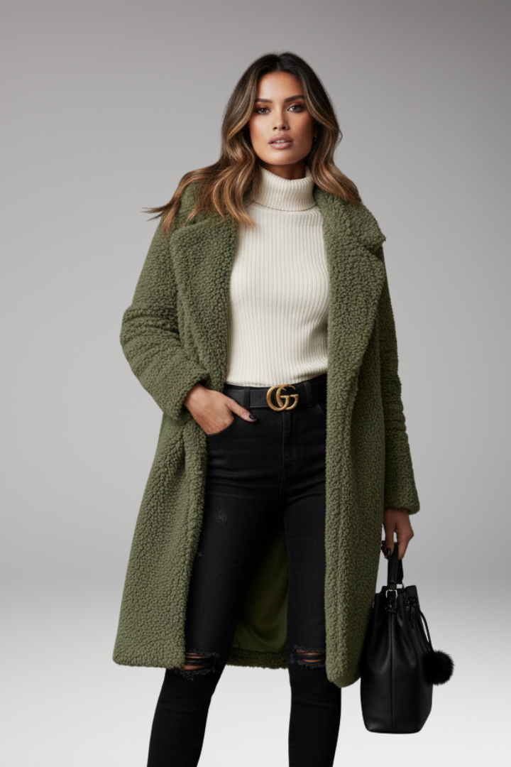 Women's Lapel Coat Textured Outer