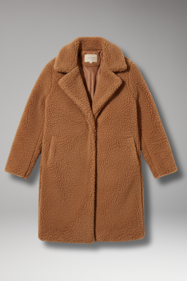 Women's Lapel Coat Textured Outer - 
Fashinoza