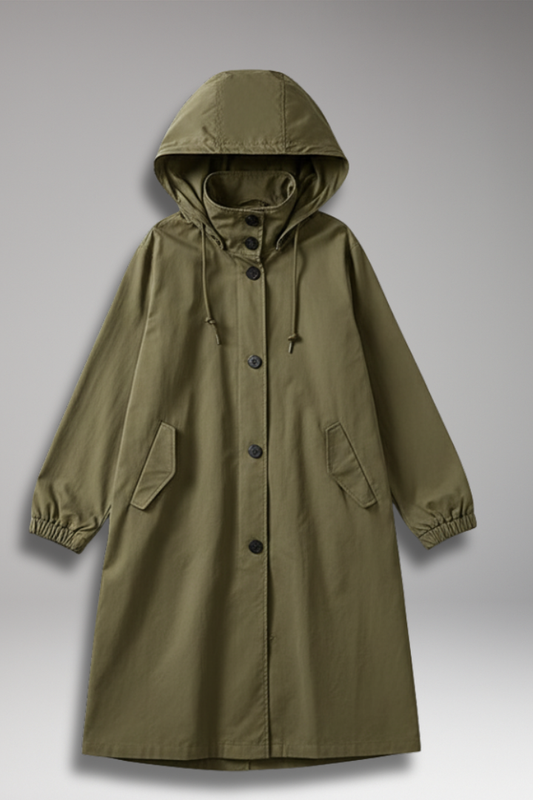 Women's Hooded Button Coat - 
Fashinoza