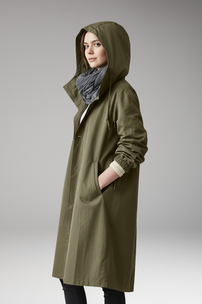 Women's Hooded Button Coat