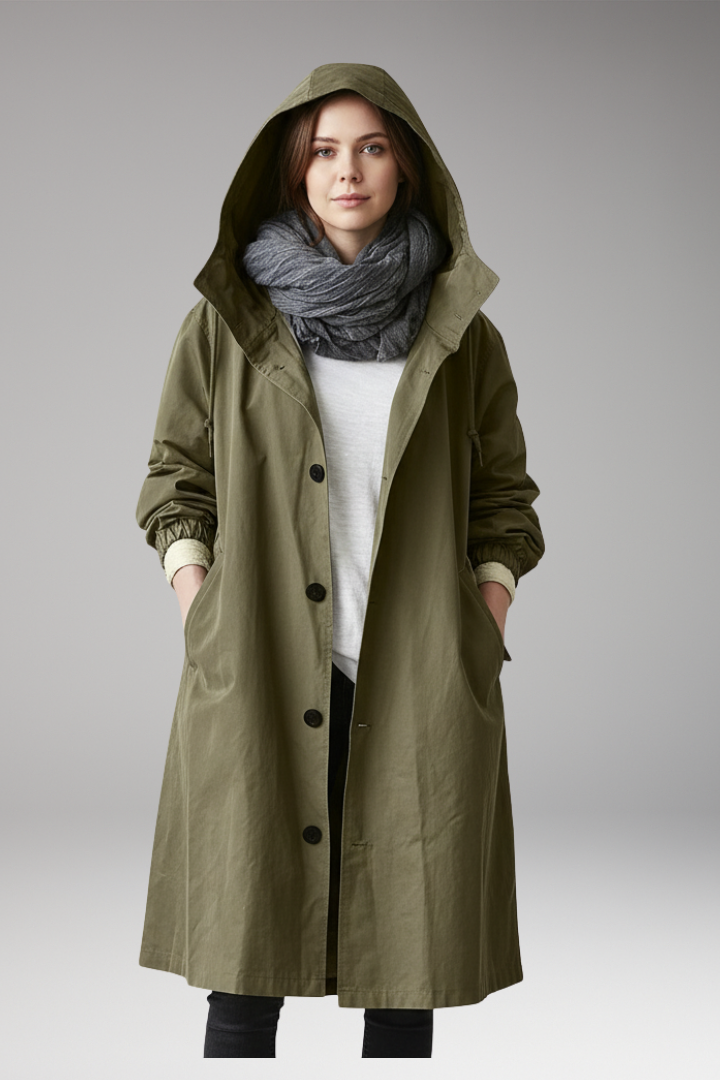Women's Hooded Button Coat