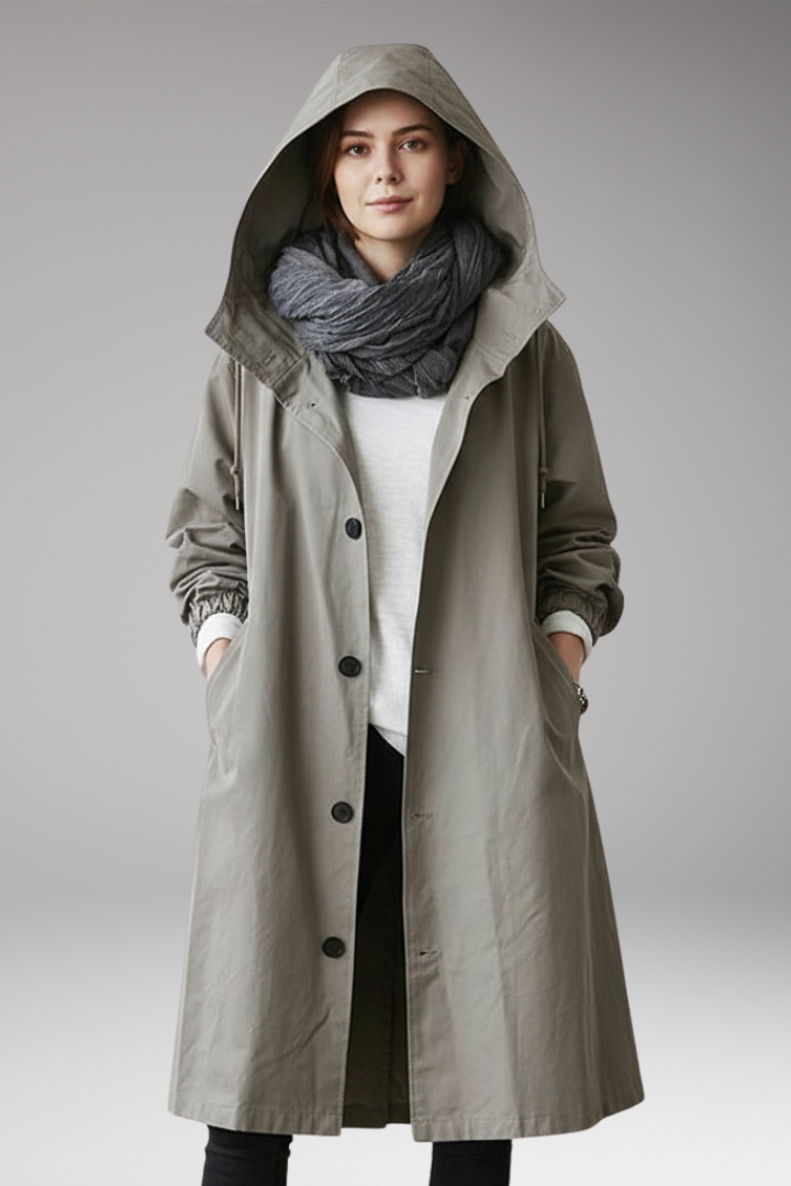 Women's Hooded Button Coat