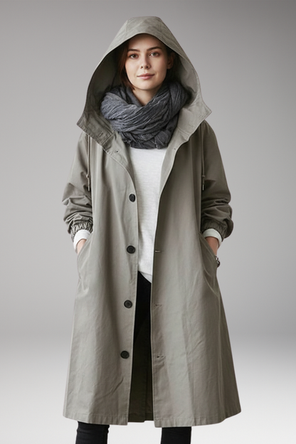 Women's Hooded Button Coat