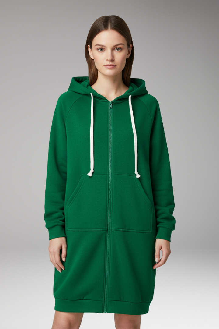 Women's Longline Zip Hoodie With Pockets