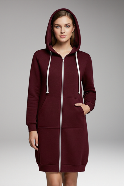 Women's Longline Zip Hoodie With Pockets