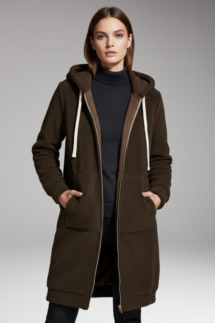 Women's Longline Zip Hoodie With Pockets
