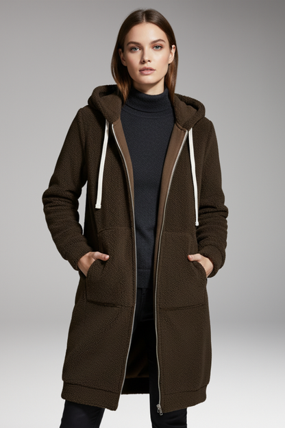 Women's Longline Zip Hoodie With Pockets