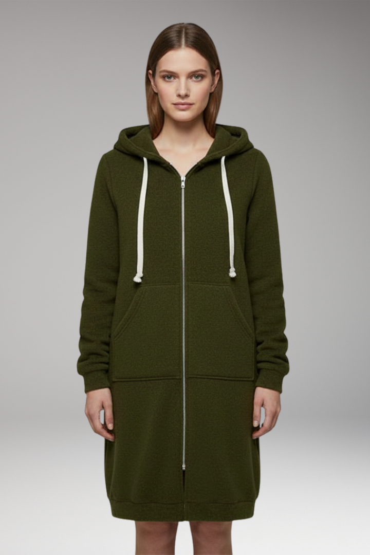 Women's Longline Zip Hoodie With Pockets
