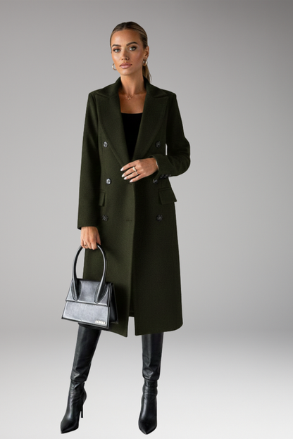 Women's Notched Lapel Overcoat Two-Row Button
