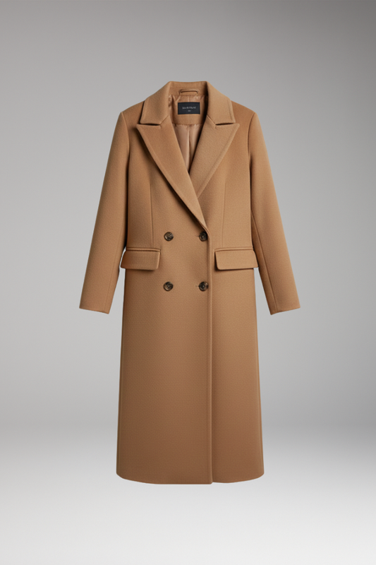 Women's Notched Lapel Overcoat Two-Row Button - 
Fashinoza