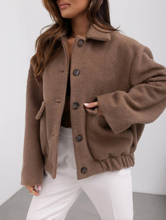Women's Winter Casual Coat Warm Wool Blend - Fashinoza