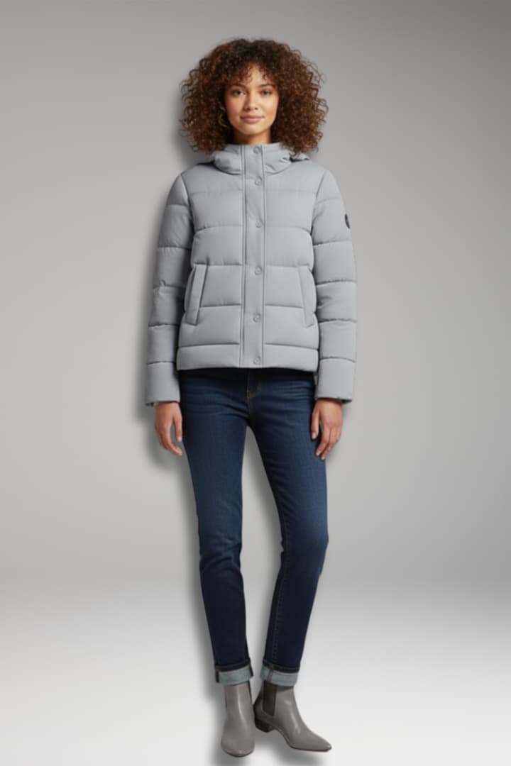Women's Puffer Jacket High Collar Zipper Black