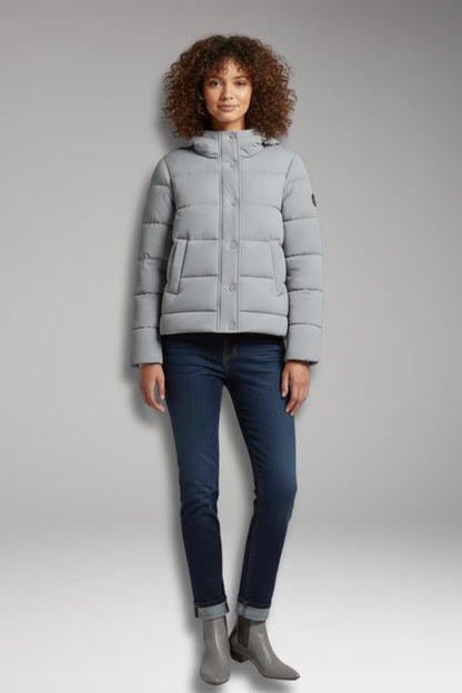 Women's Puffer Jacket High Collar Zipper Black