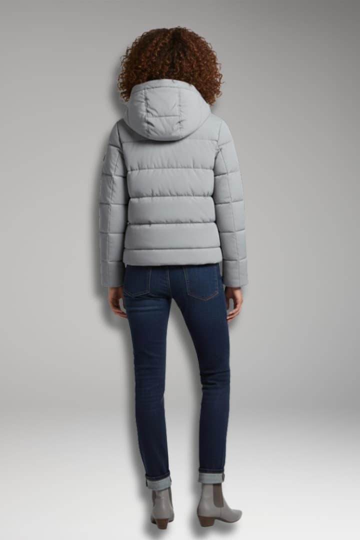 Women's Puffer Jacket High Collar Zipper Black