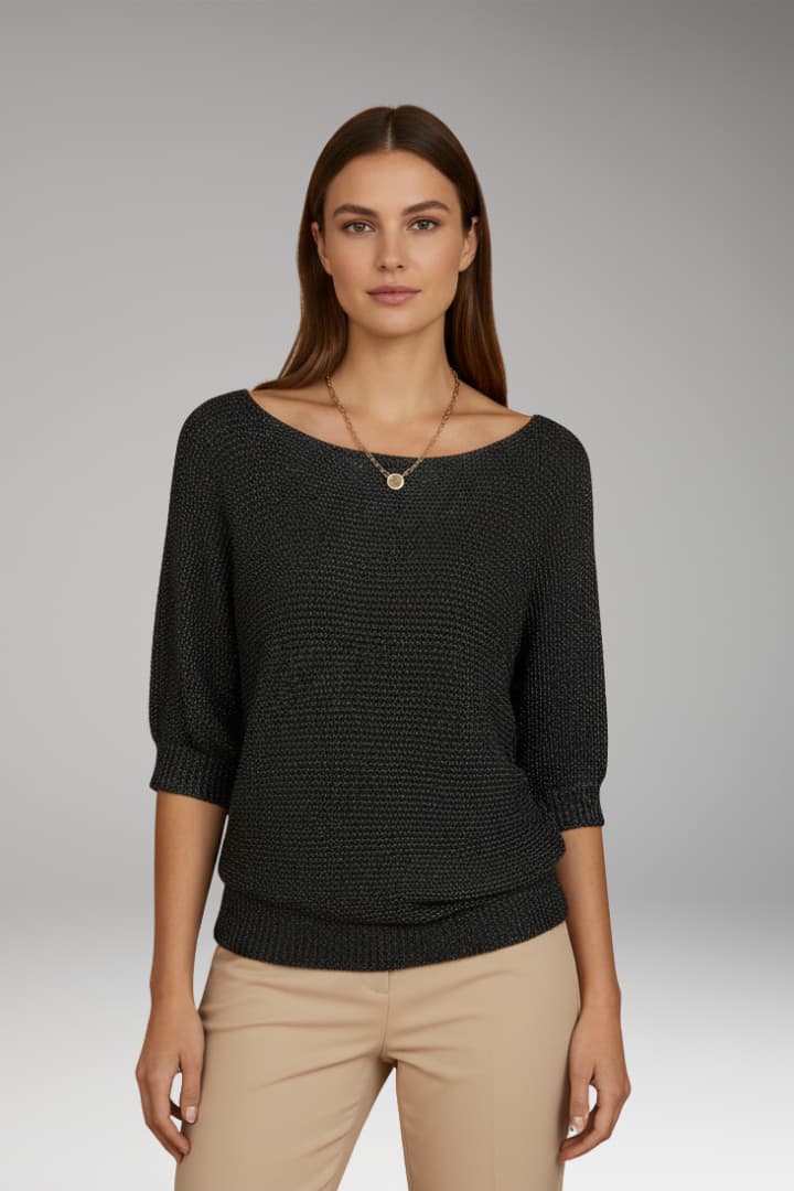 Women's Pullover Sweater Wide Neckline Ribbed