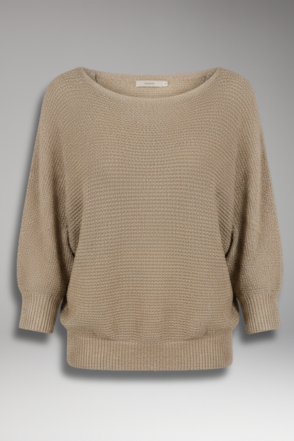 Women's Pullover Sweater Wide Neckline Ribbed - 
Fashinoza
