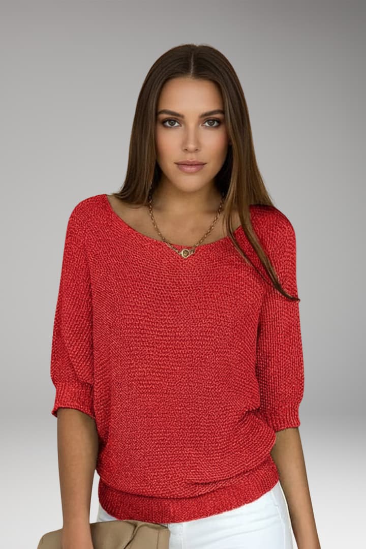 Women's Pullover Sweater Wide Neckline Ribbed