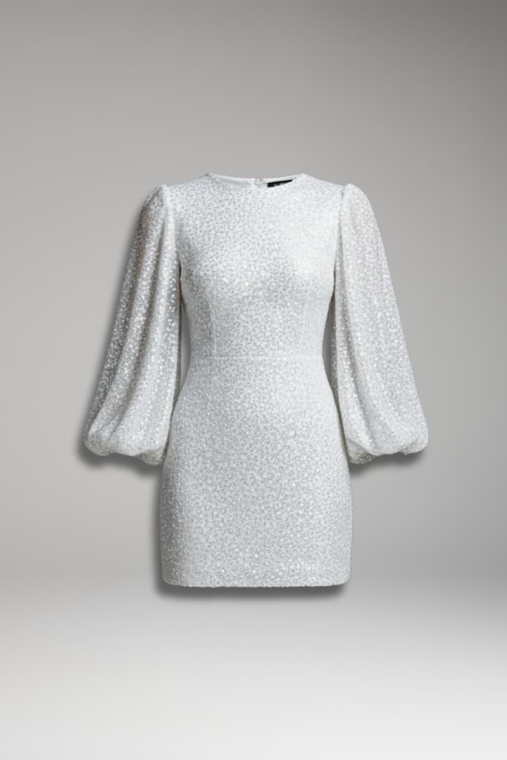 Women's Long Sleeve Sequin Mini Dress - 
Fashinoza