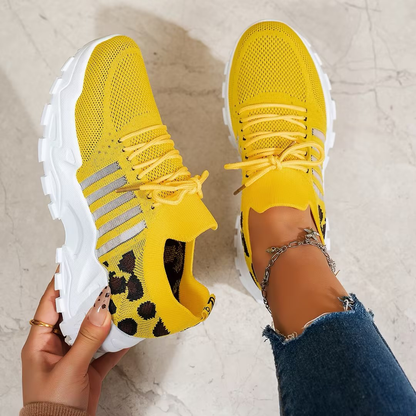 Women's Mesh Walking Sneakers Chunky Sole Lace-Up