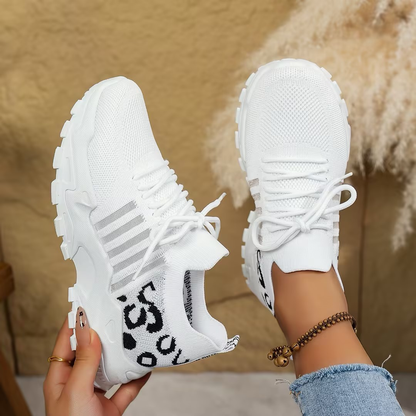 Women's Mesh Walking Sneakers Chunky Sole Lace-Up