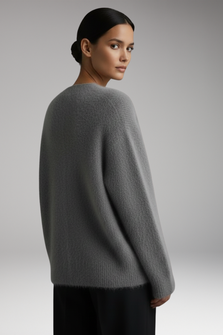 Women's Round Neck Sweater Ribbed Hem